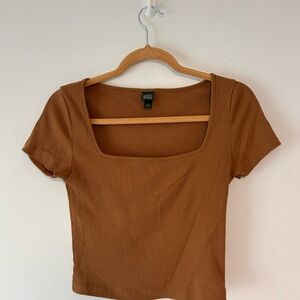 Wild Fable Brown Cropped Fitted T-Shirt